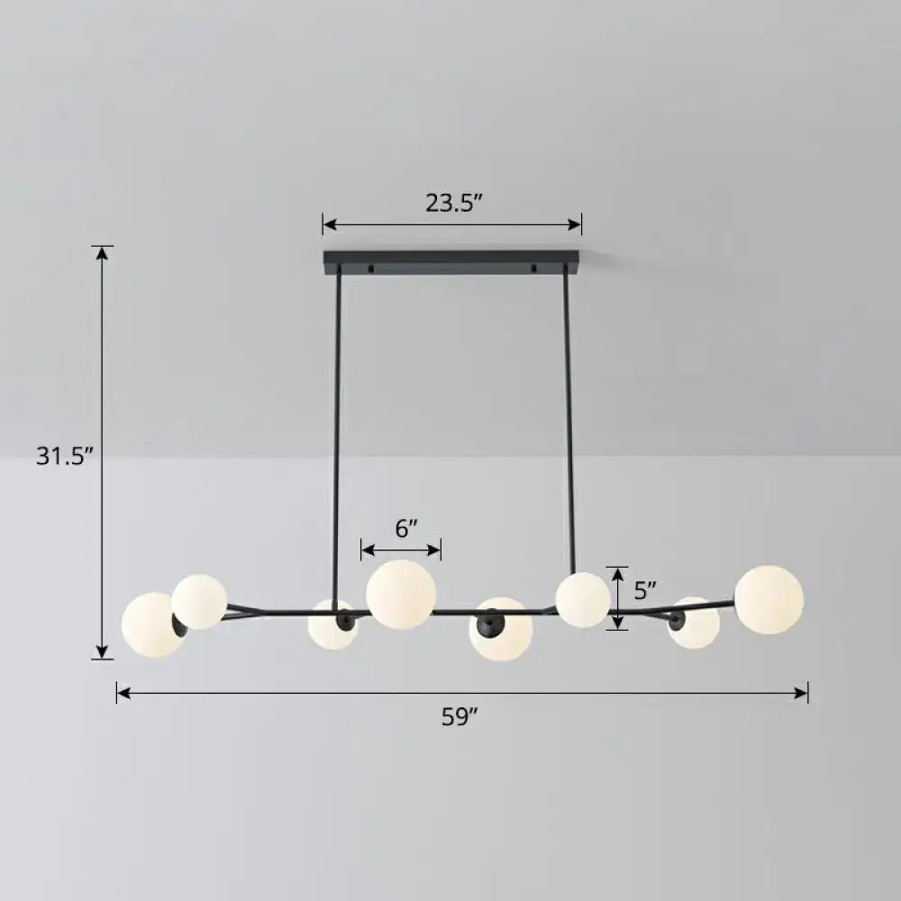 Modern gold opal glass molecular island light for dining rooms
