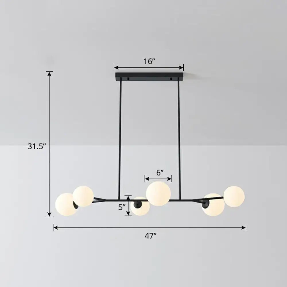 Modern gold opal glass molecular island light for dining rooms