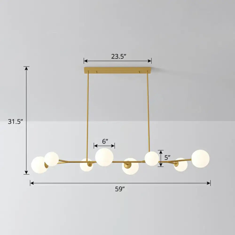 Modern gold opal glass molecular island light for dining rooms