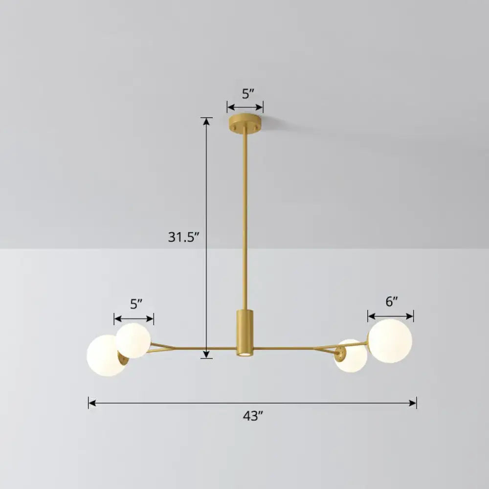 Modern gold opal glass molecular island light for dining rooms