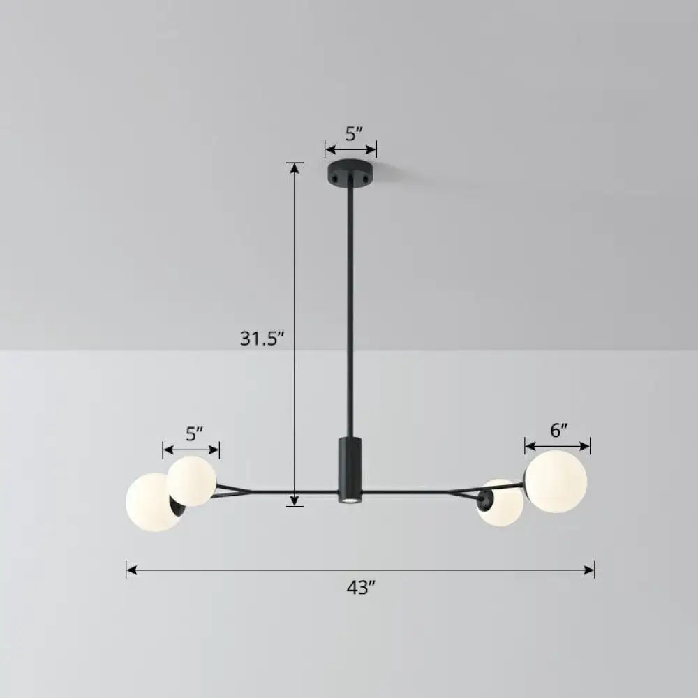 Modern gold opal glass molecular island light for dining rooms