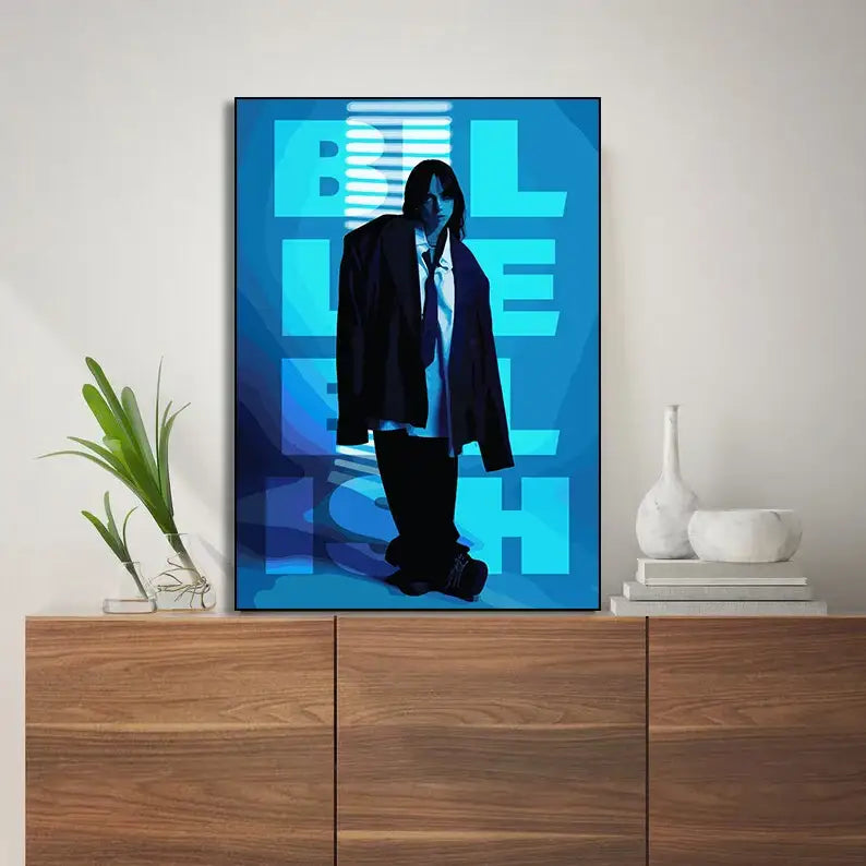 Blue electric guitar canvas art living room home decor