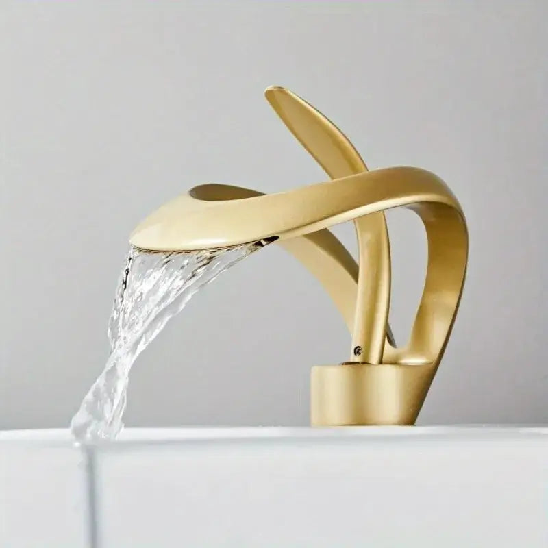 Modern matte black waterfall bathroom sink faucet – bathroom single handle