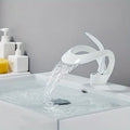 Modern matte black waterfall bathroom sink faucet – bathroom single handle