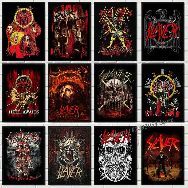 Slayer heavy metal black & red canvas posters bedroom wall art