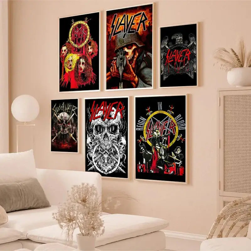 Slayer heavy metal black & red canvas posters bedroom wall art