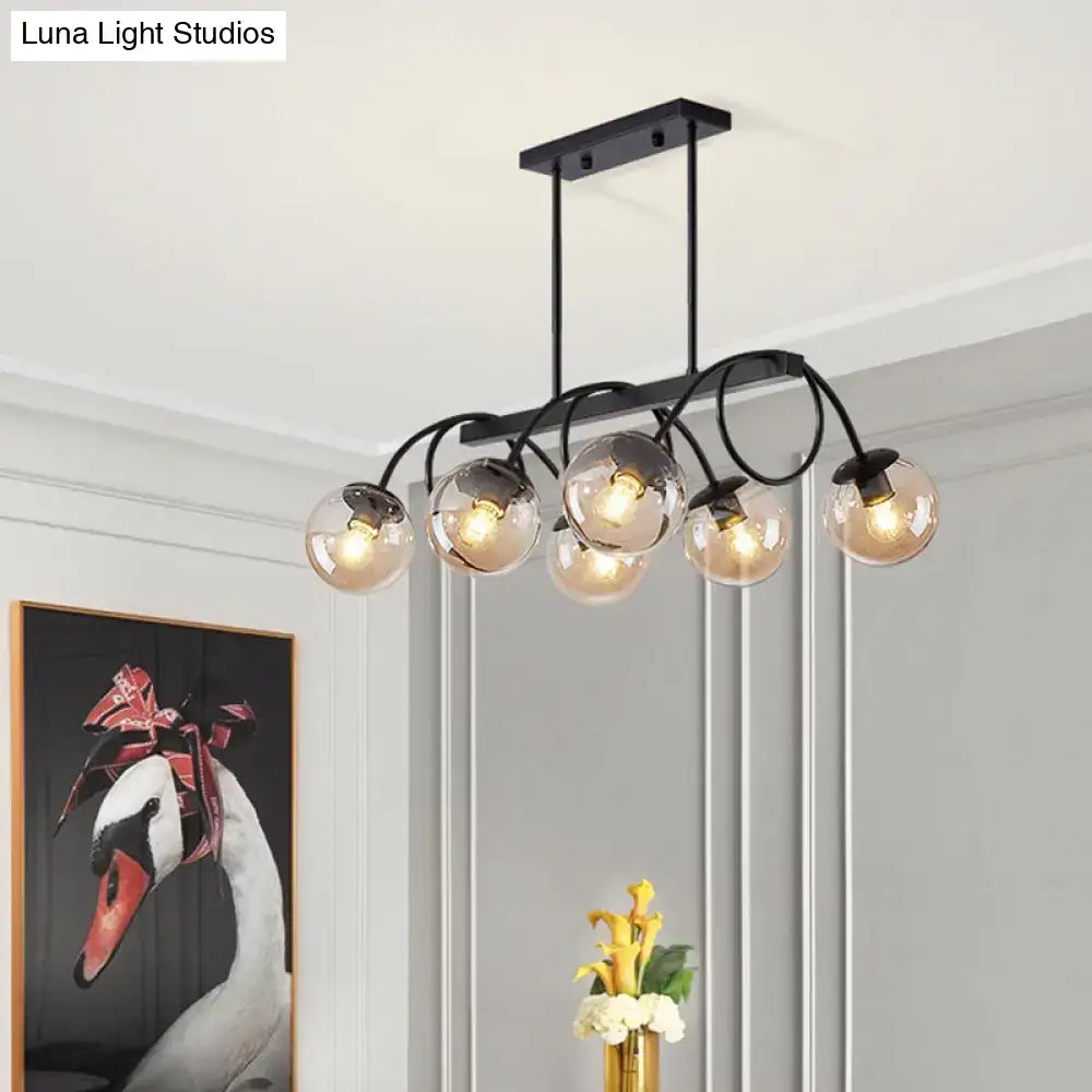 Modern black 5 globe glass chandelier dining room light 110v-120v