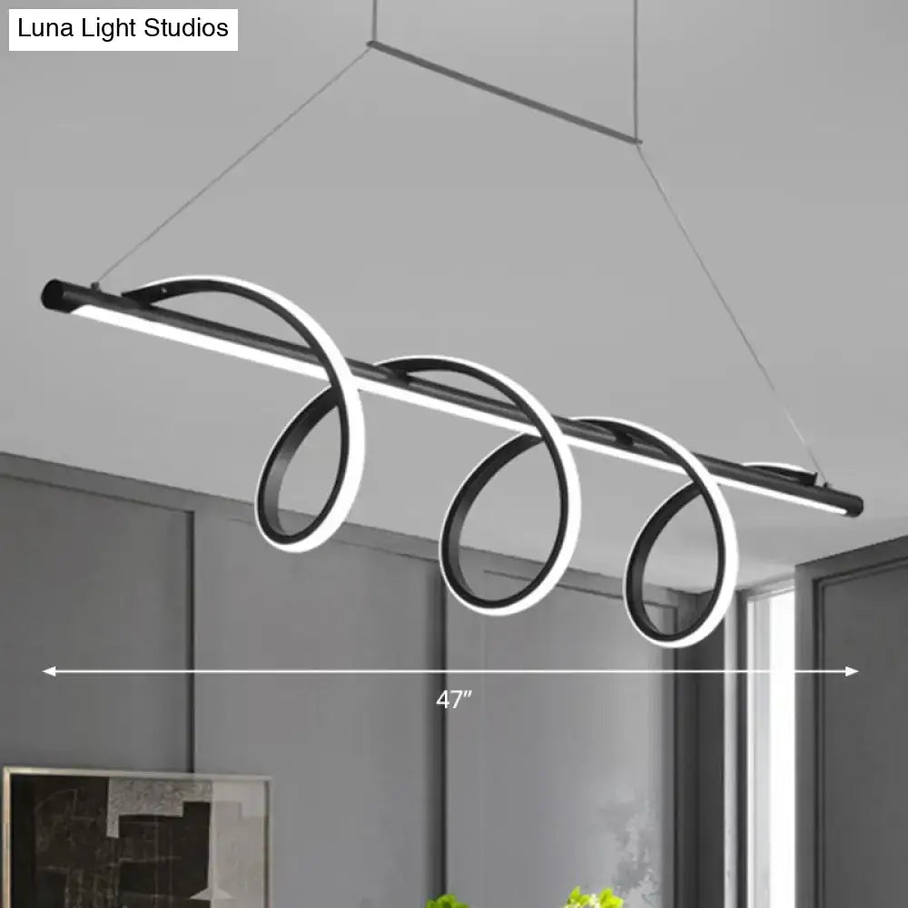Modern black & white spiral led light dining room pendant