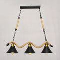 Industrial black spiral rope pendant light kitchen island cone shade
