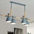 Modern gray island pendant light with wood accents dining room