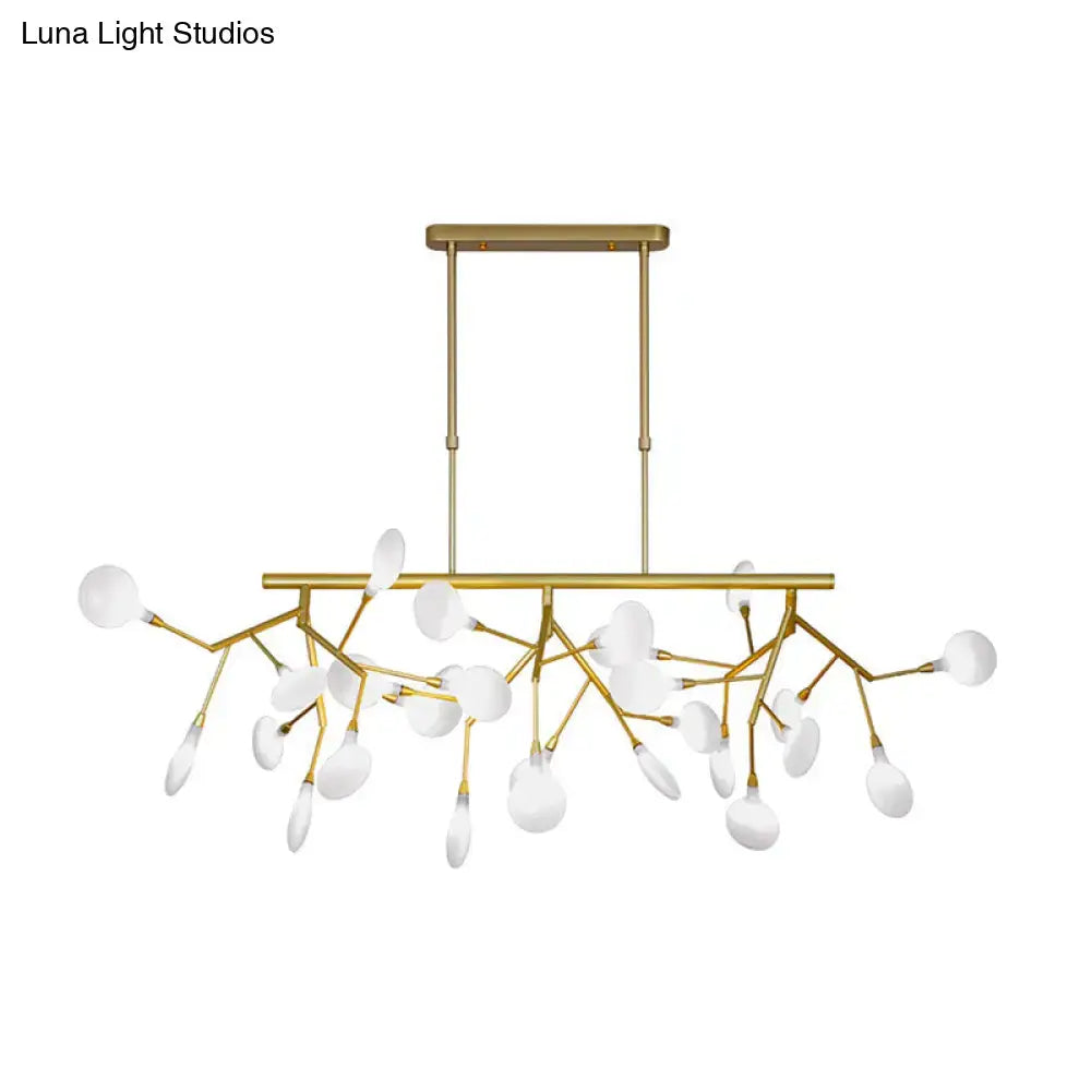 Gold branching opal glass pendant light dining room chandelier