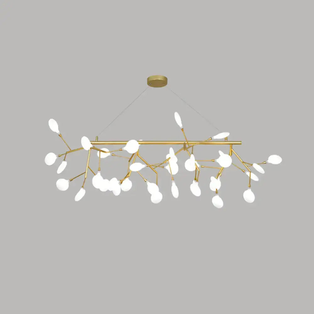 Gold branching opal glass pendant light dining room chandelier