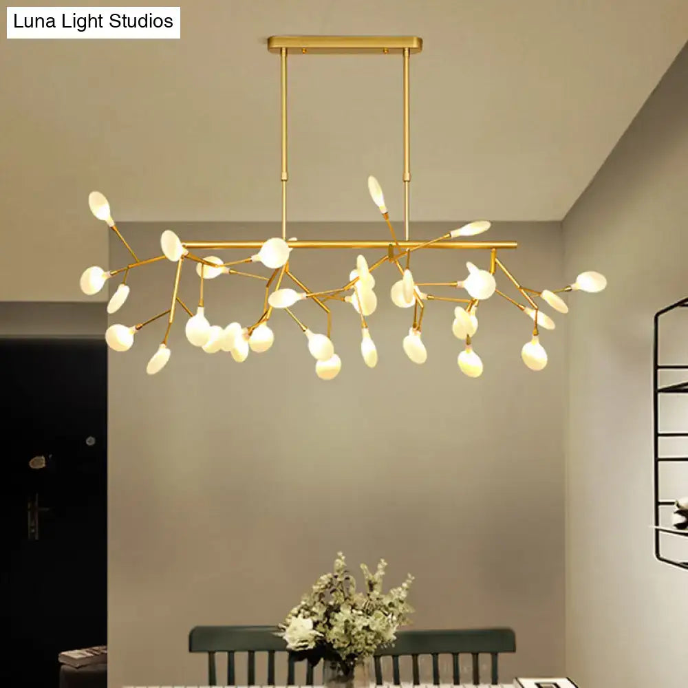 Gold branching opal glass pendant light dining room chandelier