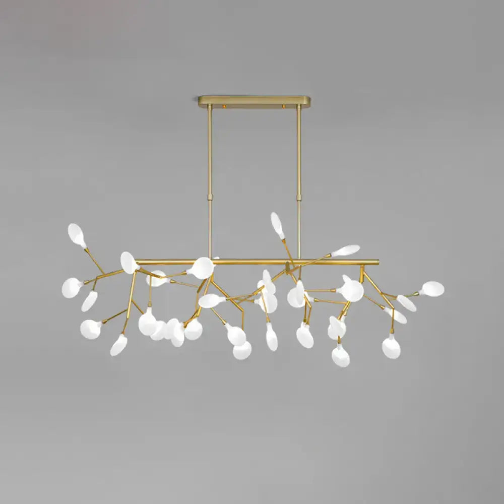 Gold branching opal glass pendant light dining room chandelier