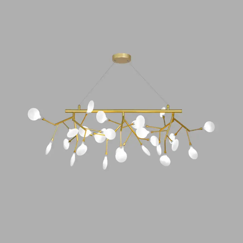 Gold branching opal glass pendant light dining room chandelier