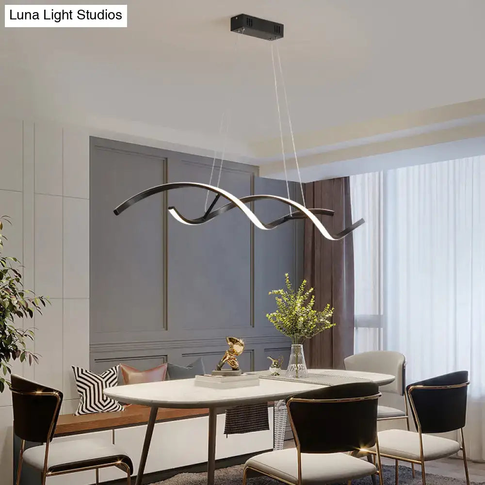 Modern black & white led wave pendant – dining room aluminium simplicity