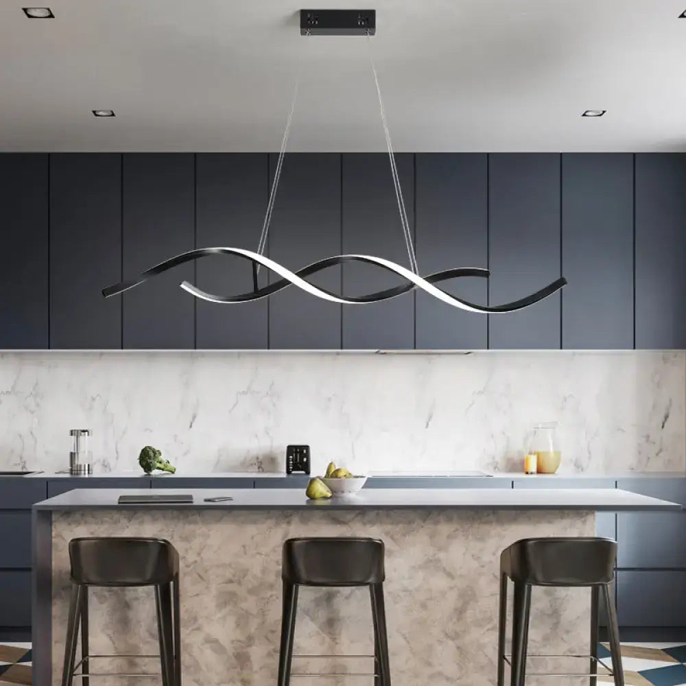 Modern black & white led wave pendant – dining room aluminium simplicity