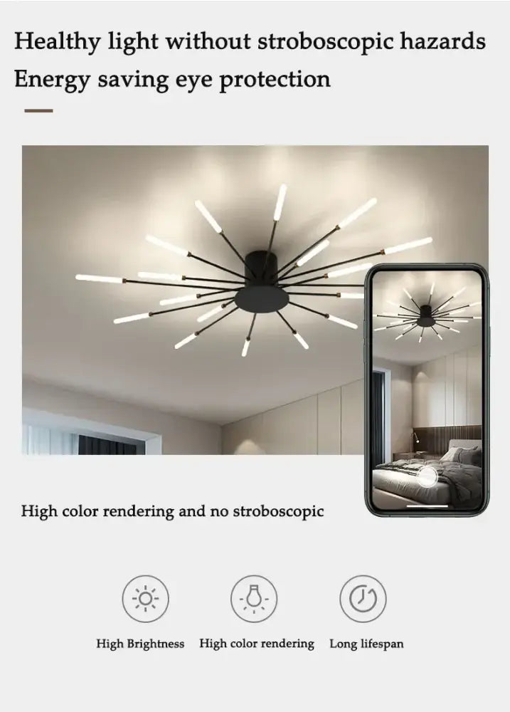 Modern gold nordic led ceiling light for living room
