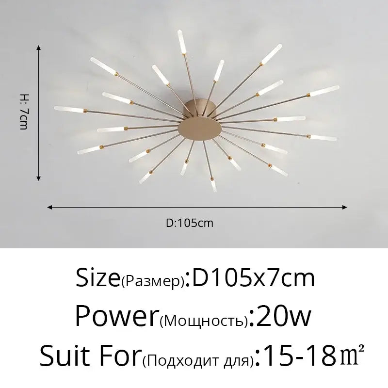 Modern gold nordic led ceiling light for living room