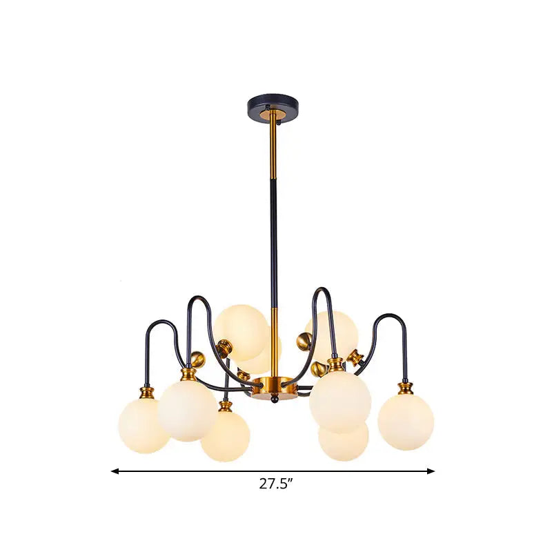 Modernist black & gold opal glass pendant chandelier – living room