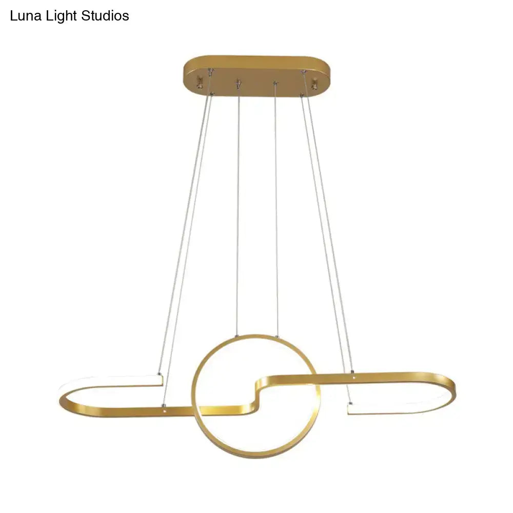 Modern gold interlocking ring pendant light dining room ceiling lamp