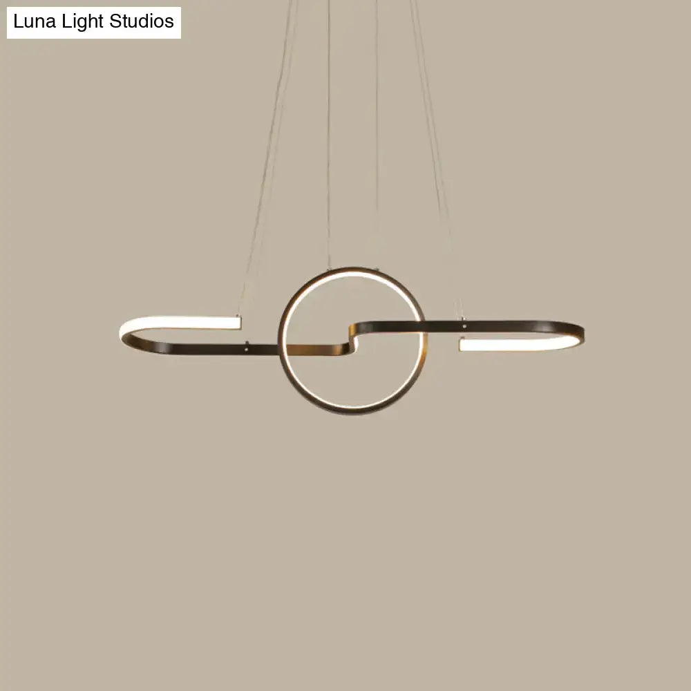Modern gold interlocking ring pendant light dining room ceiling lamp
