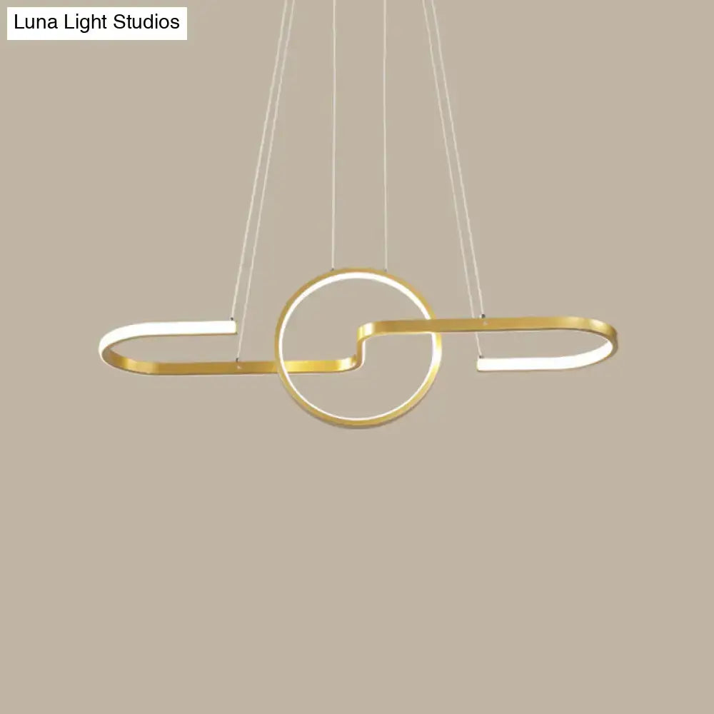 Modern gold interlocking ring pendant light dining room ceiling lamp