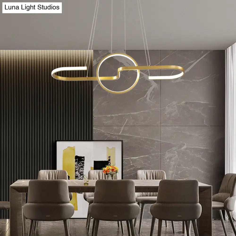 Modern gold interlocking ring pendant light dining room ceiling lamp