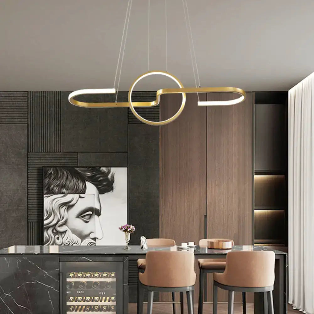 Modern gold interlocking ring pendant light dining room ceiling lamp