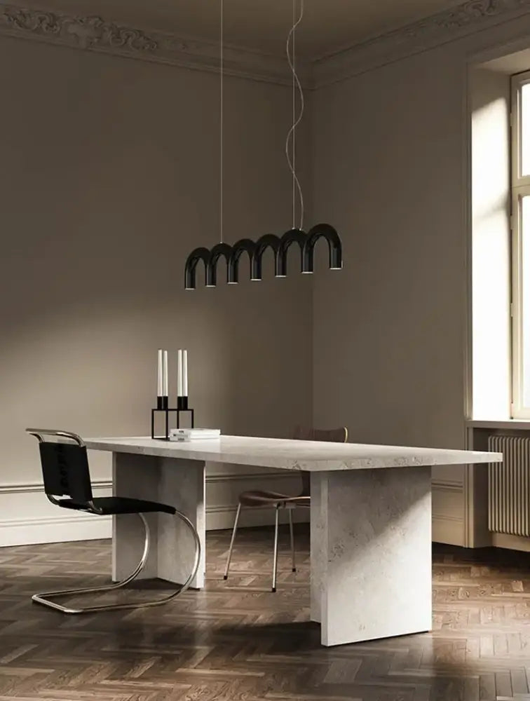 Modern black u-shaped chandelier for bedroom and kitchen