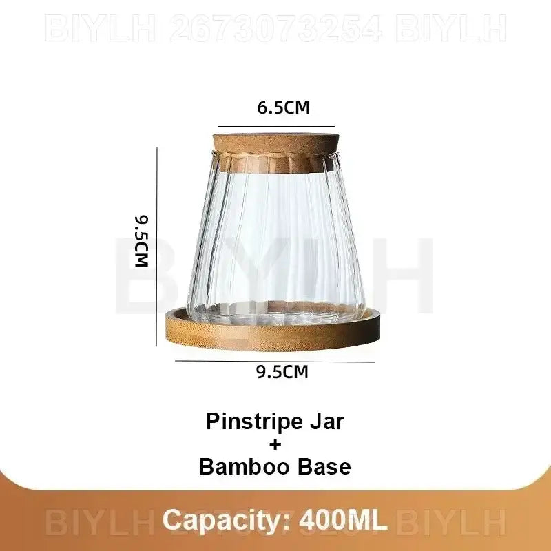 Small transparent glass vase with bamboo base for living room decor