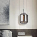 Industrial smoke gray & cognac glass pendant lamp dining room light