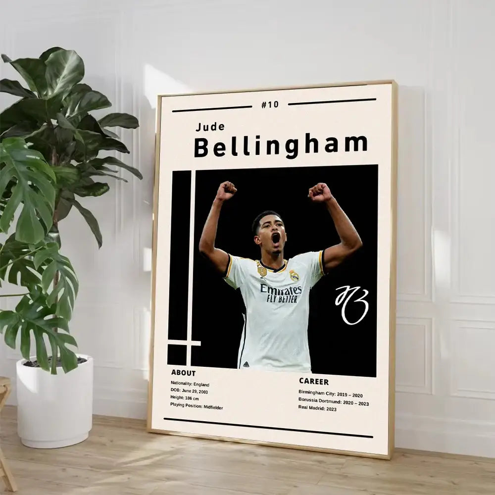 Modern soccer star ronaldo wall art bedroom framed posters white & blue