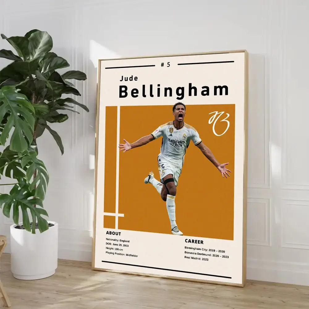 Modern soccer star ronaldo wall art bedroom framed posters white & blue