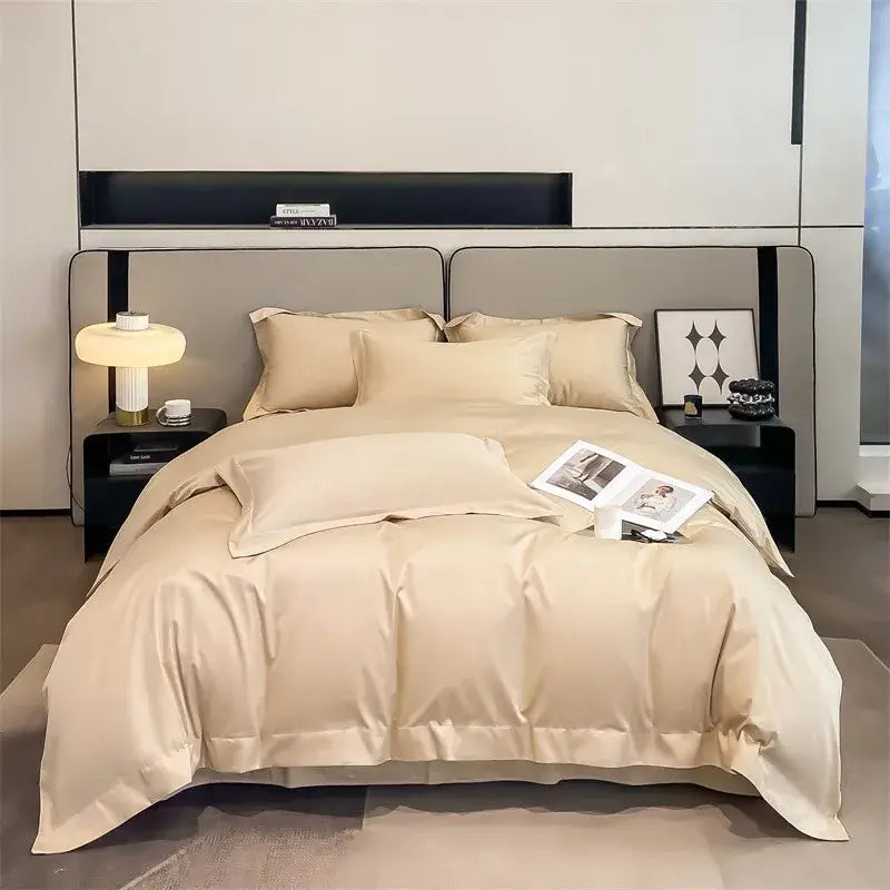 Silver gray satin 1000tc duvet cover set bedroom bedding