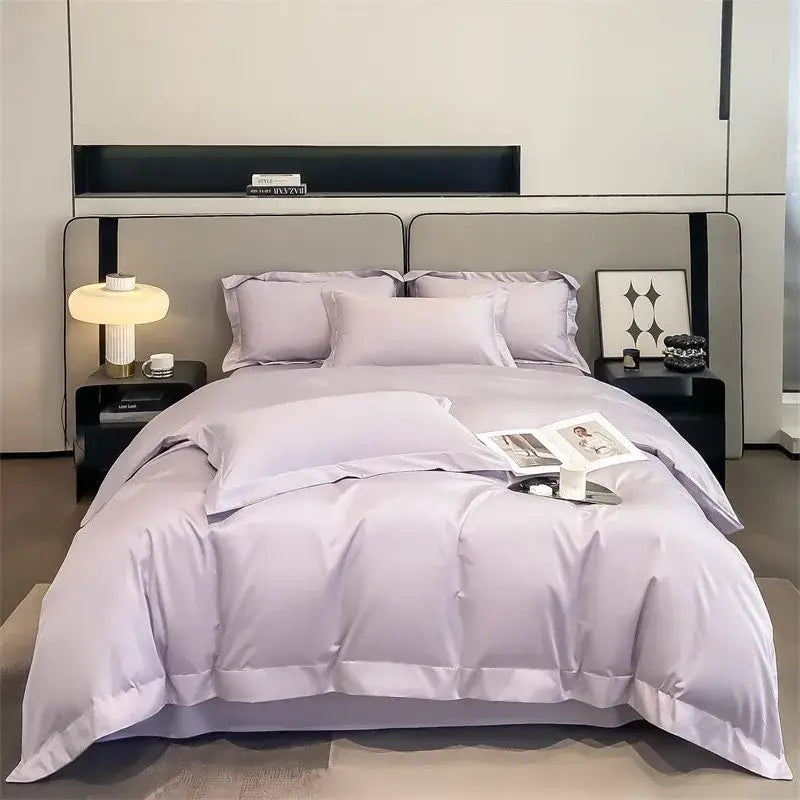Silver gray satin 1000tc duvet cover set bedroom bedding