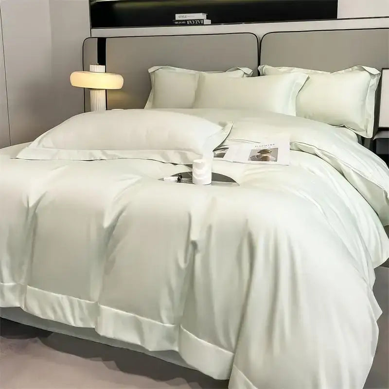 Silver gray satin 1000tc duvet cover set bedroom bedding