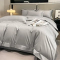 Silver gray satin 1000tc duvet cover set bedroom bedding