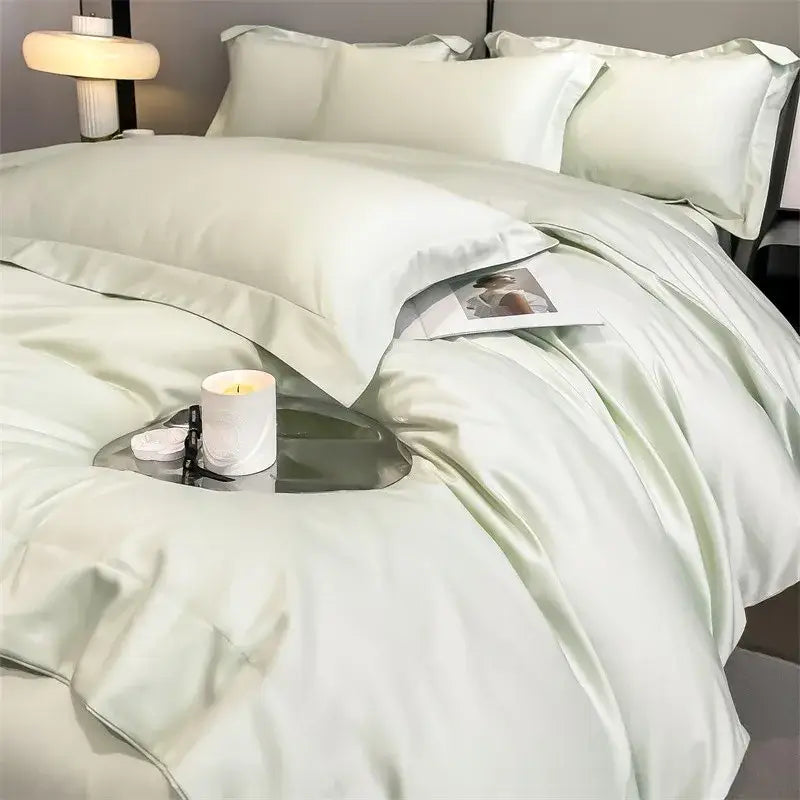 Silver gray satin 1000tc duvet cover set bedroom bedding