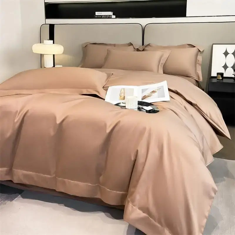 Silver gray satin 1000tc duvet cover set bedroom bedding