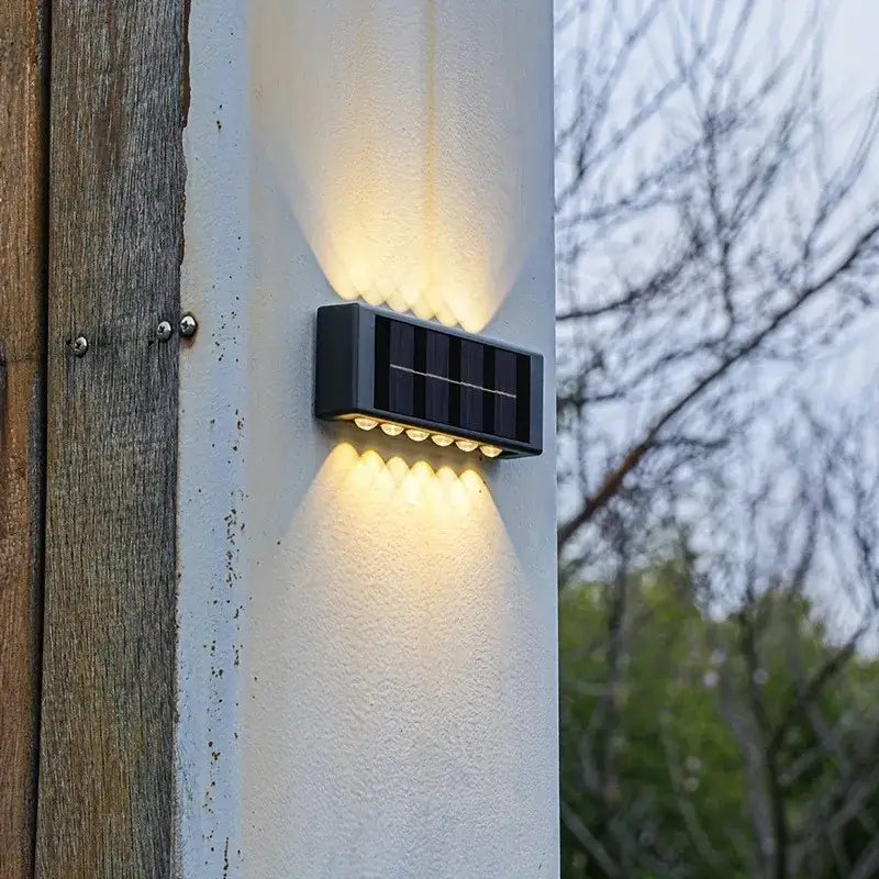 Modern black rectangular solar led outdoor wall lights garden patio