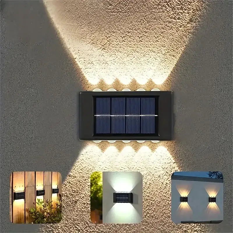 Modern black rectangular solar led outdoor wall lights garden patio