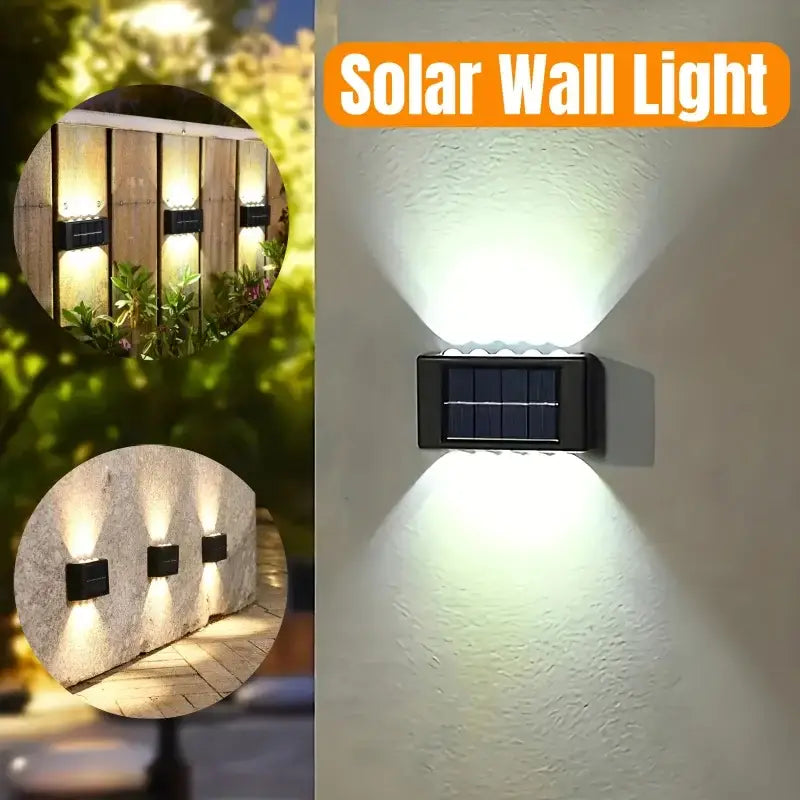 Modern black rectangular solar led outdoor wall lights garden patio