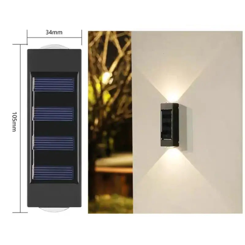 Modern black rectangular solar led outdoor wall lights garden patio