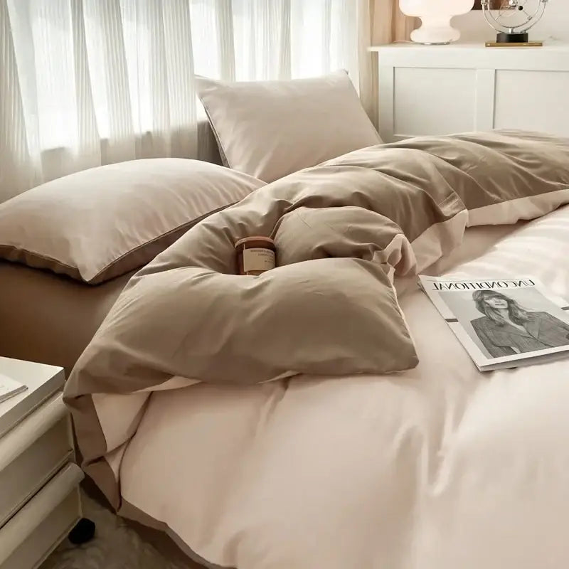 Navy and gray solid color brush fabric duvet cover set bedroom