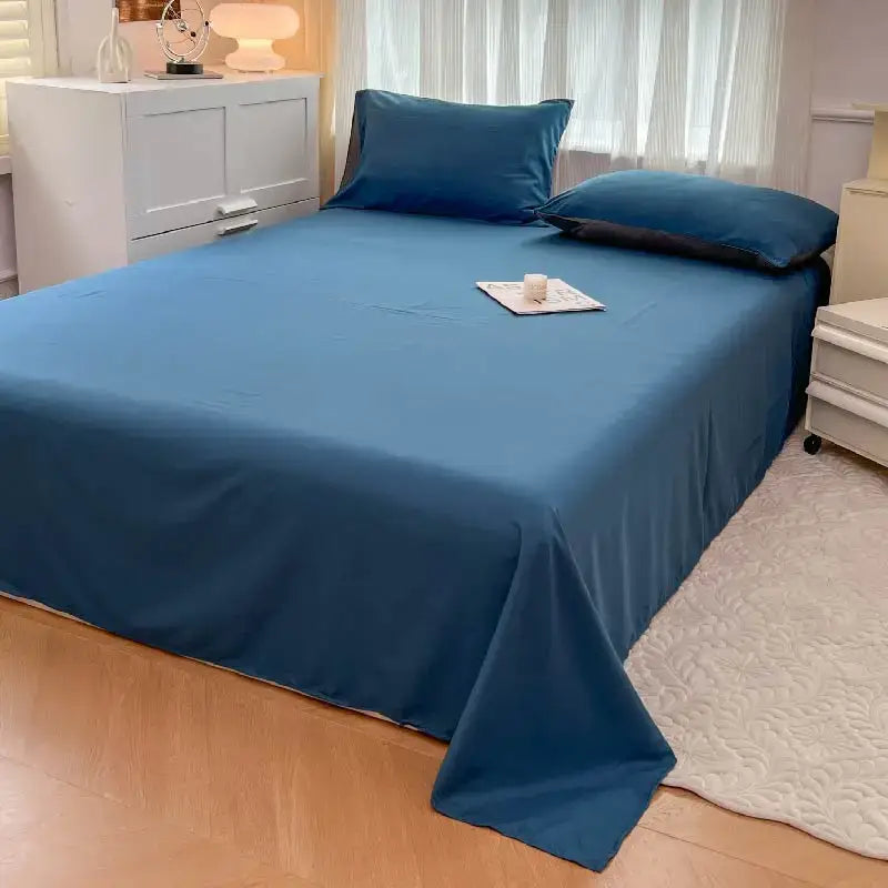Navy and gray solid color brush fabric duvet cover set bedroom