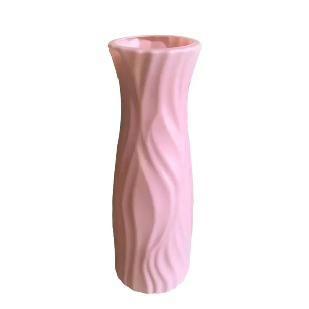 Modern pastel wavy plastic flower vase trio living room decor
