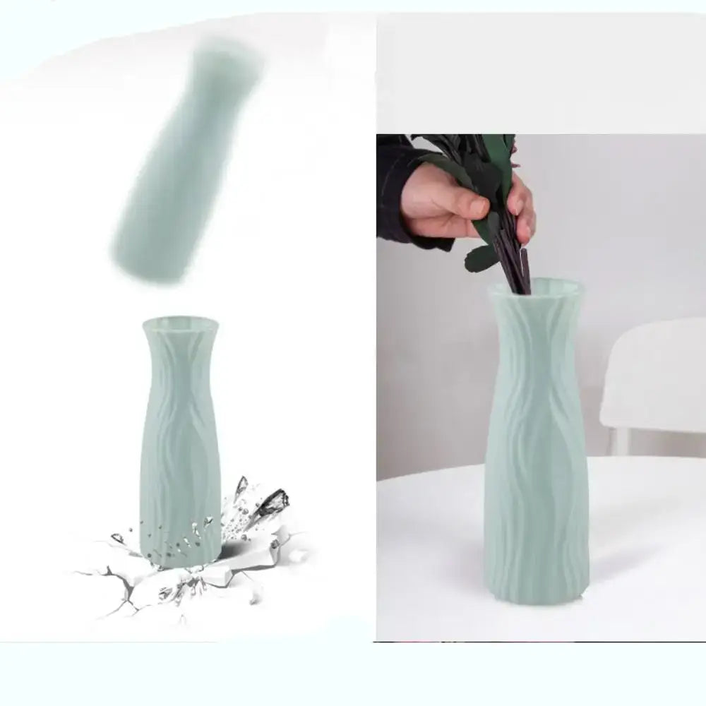 Modern pastel wavy plastic flower vase trio living room decor