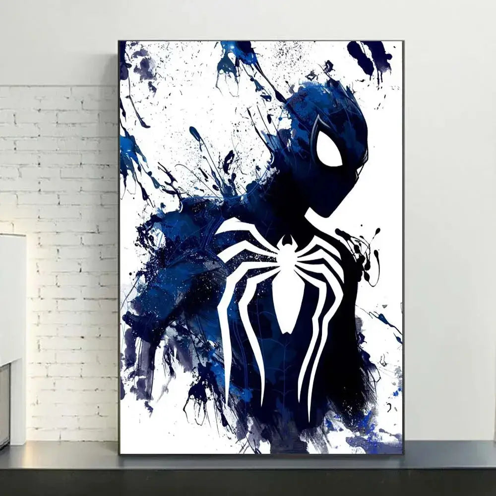 Spiderman watercolor canvas set red & blue bedroom wall art