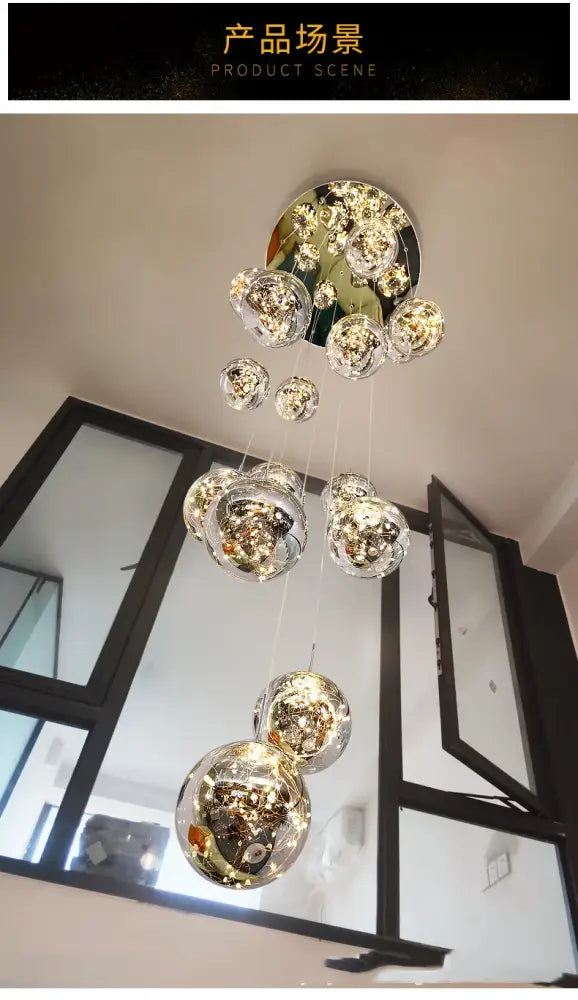 Modern spiral crystal ball chandelier dining room free shipping